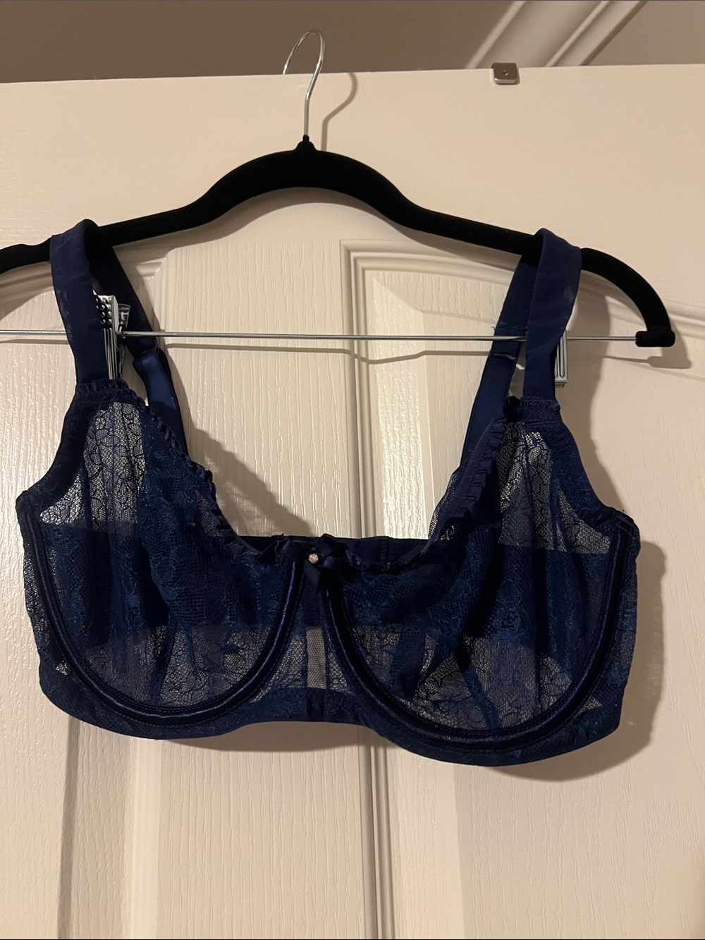 Victoria's Secret Navy Blue Sheer Lace Underwire Bra